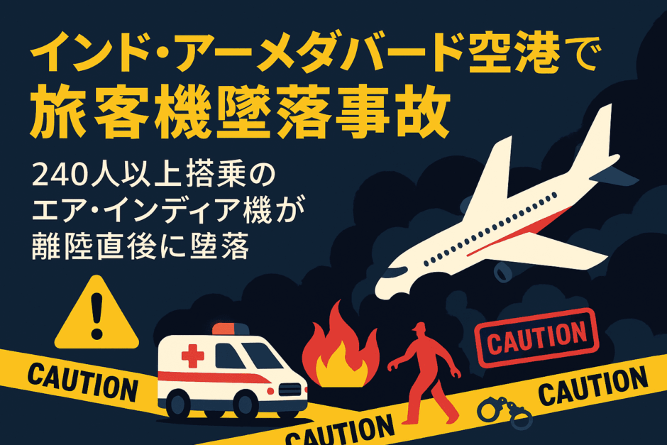 インド・アーメダバード空港で旅客機墜落事故 240人以上搭乗のエア・インディア機が離陸直後に墜落